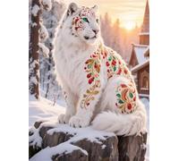 3000 Piece Jigsaw Puzzles for Adults - Leopard Winter - Eco Matte Anti-Glare Print, Precision Fit Interlocking Pieces with Letter Zone Backing 48x31.9 inch