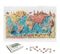 3000 Piece Jigsaw Puzzles for Adults, Map Jigsaw Puzzles for Adults 3000, World Map Jigsaws for Family Educational Games, Wooden Puzzle with Gift Box, Unique Gifts for Women, Home Wall Decor, -5852