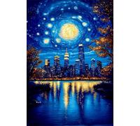 3000 Piece Jigsaw Puzzles for Adults, Starry Night City Classic Puzzle, 48x31.9 inch, Premium Interlocking No Dust, Family Indoor Activity