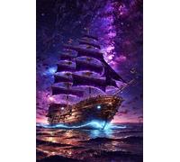 3000 Piece Jigsaw Puzzles for Adults, Starry Night Sailboat Classic Puzzle, 48x31.9 inch, Premium Interlocking No Dust, Family Indoor Activity