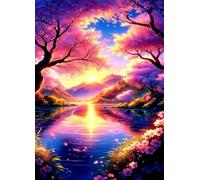 3000 Piece Jigsaw Puzzles for Adults - Sunrise Lake Flowers - Eco Matte Anti-Glare Print, Precision Fit Interlocking Pieces with Letter Zone Backing 48x31.9 inch