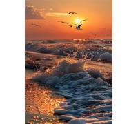 3000 Piece Jigsaw Puzzles for Adults, Sunset Waves Seagulls Classic Puzzle, 48x31.9 inch, Premium Interlocking No Dust, Family Indoor Activity