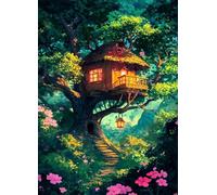 3000 Piece Jigsaw Puzzles for Adults - Tree Cabins Flowers - Eco Matte Anti-Glare Print, Precision Fit Interlocking Pieces with Letter Zone Backing 48x31.9 inch