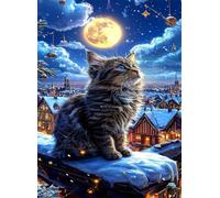 3000 Piece Jigsaw Puzzles for Adults - Winter Moon Cat - Eco Matte Anti-Glare Print, Precision Fit Interlocking Pieces with Letter Zone Backing 48x31.9 inch