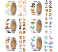 3000 Pieces Animal Stickers 6 Rolls Cute Reward Stickers for Children | Sticky Rolls, Jungle Sea Farm Dinosaur Stickers Stickers for Scrapbooking Envelope Seals Party Favor DIY Craft