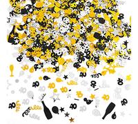3000 Pieces Birthday Confetti Number 40 Glitter Confetti Birthday Cake Confetti Table Confetti Black Gold and Silver Party Decorations Supplies for Birthday, Anniversary (40th Style)