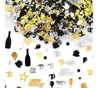 3000 Pieces Birthday Confetti Number 70 Glitter Confetti Birthday Cake Confetti Table Confetti Black Gold and Silver Party Decorations Supplies for Birthday, Anniversary (70th Style)