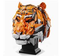 3000 Pieces Vivid Tiger Building Block Kit,Tiger Head Model Building Set,Tiger Head of The King of The Forest Animal Bricks Model Set Construction Toy Compatible with Major Brands