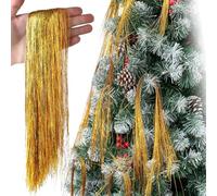 3000 Strands Christmas Tinsel Icicles,50cm Gold Aluminum Foil Tassel Christmas Tree Decoration Tinsel Foil Fringe Garland Angel Hair Tinsel Lametta for Holiday New Year,Birthday Party Supplies
