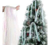 3000 Strands Christmas Tinsel Icicles,50cm Laser White Aluminum Foil Tassel Christmas Tree Decoration Tinsel Foil Fringe Garland Angel Hair Tinsel Lametta for Holiday New Year,Birthday Party Supplies