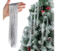 3000 Strands Christmas Tinsel Icicles,50cm Silver Aluminum Foil Tassel Christmas Tree Decoration Tinsel Foil Fringe Garland Angel Hair Tinsel Lametta for Holiday New Year,Birthday Party Supplies