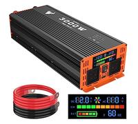 3000 Watt Power Inverter, Car/Home 12V DC to 110V AC Converter, with LED Display, Dual AC Outlets, USB Port, Dual Smart Fans, Cables Included, Suitable for Home, RV