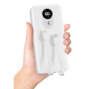30000mAh Power Bank with Integrated Cable: External Battery with 22.5W Fast Charge and Large Capacity, with LED Flashlight and 4 Outputs and 2 Inputs MP3 Player 5.3 & Speaker