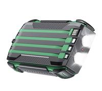 30000Mah Solar Power Bank, Portable Charger, Quick Charge, High Capacity Battery, Dual Led Flashlight For Outdoor Use, Green