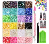 30000PCS Bedazzling Kit, 3mm 24 Colors Flatback Rainbow Nail Gems for Crafting, Nail Rhinestones with Pick Up Pen & Tweezers, Bedazzle Kit for Nails Art, Clothes, Shoes, Phone Cases, DIY Crafts