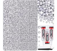 30000Pcs Clear Rhinestones for Bedazzling with B7000 Jewelry Glue, Bedazzler Kit Bulk Flatback Gems, Resin Rhinestones for Crafting Crafts Clothing Shoes Fabric Nail Art Assorted Size 2/3/4/5/6mm