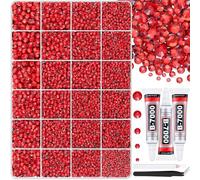 30000Pcs Red Rhinestones for Bedazzling with B7000 Jewelry Glue, Bedazzler Kit Bulk Flatback Gems, Resin Rhinestones for Crafting Crafts Clothing Shoes Fabric Nail Art Assorted Size 2/3/4/5/6mm