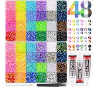 30000Pcs Resin Rhinestones for Bedazzling Kit, 2 Boxes Multicolor 3mm&4mm Bedazzled Crystal, Flatback Gems with 3Pcs 10ml B7000 Jewelry Glue for DIY Crafts Clothing Nail Art Makeup