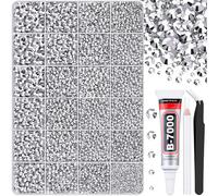 30000Pcs Silver Rhinestones for Bedazzling with B7000 Jewelry Glue, Bedazzler Kit Flatback Gems, Resin Rhinestones for Crafting Crafts Clothing Shoes Fabric Nail Art Assorted Size 2/3/4/5/6mm