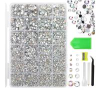 30000PCS Silver Rhinestones with Tools, 2-6 mm Bedazzling Kit for Crafting | Crystal AB, Flatback Gems for Bedazzling, with Tweezers & Pick-Up Pen, for DIY Crafts, Clothes, Tumblers, Shoes, Nail Art