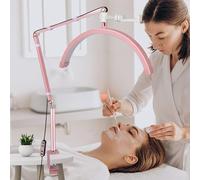 3000k-6000k Half Moon Lamp, 1800lm Eyelash Extensions Nail Light for Desk, 360° Rotation Eyelash Lamps Dimmable Lash Light Lash Lamp, for Beauty Skincare Tattoo Artists (Pink)