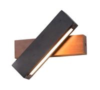 3000K Led Square Stwall Mount Lamp Rotating Nordic Minimalist Travertine Wall Sconce Wood Base Hardwired Lighting Fixtures for Bedroom Living Room Hallway Indoor