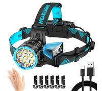 3000LM Red Light Lightweight Headlamp with 7 Modes Sensor, Long Time Head Lamp LED Rechargeable, Waterproof Head Lights for Forehead & 90° Adjustable Angle for Hardhat Camping Running Hiking Fishing