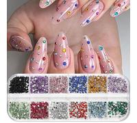 3000pcs 3D Flatback Rhinestones 2mm Mini Charms for Nail Design - Colorful Resin Diamonds Gems Jewels Kit for Nail Art and Crafting