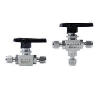 3000psi 3 6 8 10 12 mm 1/8" 1/4" 3/8" 1/2" Compression Straight Tee 3 Ways 316 Stainless Steel Ball Valve for Gas Path Switching(1l8 Inch 3.175mm)