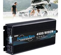 3000W-9000W Pure Sine Wave Inverter, 12V/24V/48V/60V/72V to 110V/120V/220V/230V/240V, Portable Solar DC to AC Converter, Universal Power Transformer for Home & Outdoor Use