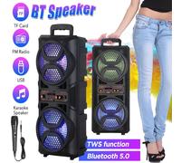 3000W Portable Bluetooth Party Speaker Sub Woofer Heavy Bass Sound System & Mic