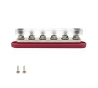 300A DC 48V 6-Circuit Busbar Terminal Block for Vehicle Ship Camper Trailer Motorcycle Wiring Distribution (Red 6-way)