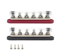 300A DC 48V 6-Circuit Busbar Terminal Block for Vehicle Ship Camper Trailer Motorcycle Wiring Distribution (Pair of 6-way)