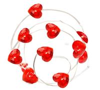 300cm LED Light Chain with 30 Red Heart-Shaped Bulbs, Red Love Fairy Lights, Waterproof Battery Operated Silver Wire led, Valentine's Day String Lights with Remote Control Timer & 8 Dimming Modes