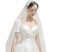 300cm Long Pearl Beaded Bridal Veil, 1 Layer Cathedral Mantilla Tulle with Luxurious Pearls, Wedding Ceremony, Beautiful Pearl Wedding Veil