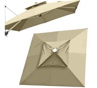 300cm Offset Umbrella Canopy ReplacementUVResistant Patio Shade Cover with 8 Ribs Double Top Design (10') BeigePerfect for Poolside & Garden Relaxation
