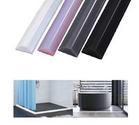 300CM Wet Room Floor Barrier, Shower Water Barrier, Shower Tray Seal, Silicone Water Retaining Strip, Shower Floor Water Barrier, Shower Threshold Water Barrier for Kitchen, Bathroom (Black 3m)