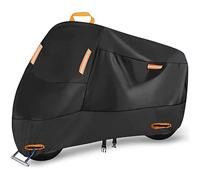 300D Heavy Duty Motorcycle Cover, Seceles All Season Durable Waterproof Outdoor Protection Scooter Cover with 4 Reflective Strips Lock-Hole Storage Bag Fits up to 104" Yamaha Honda Harley Suzuki(XXXL)