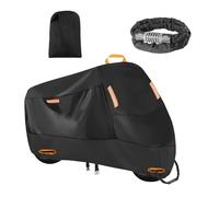 300D Motorcycle Cover, Motorbike Cover Outdoor, Waterproof Rain UV Dust Protective Oxford Motorcycle Cover with 2 Lock Holes, 4 Reflective Strips (M (200 x 90 x 100 cm), With Password Lock)