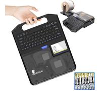 300DPI Industrial Label Maker Kit, Portable Handheld Label Printer with Ribbons and Stickers, Automatic Cutting, Power Off Memory for Heavy-Duty Labelling Jobs
