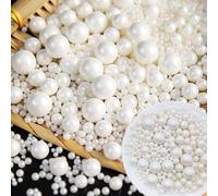 300g/10.58oz Edible White Pearl Sugar Sprinkles Candy Mixing Size Baking for Edible Cake Decorating, Cupcake Topper Cookie Ice Cream for Birthday Party Valentines Wedding Dessert Supplies