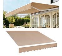 300g/m² Polyester Retractable Patio Awning Replacement Fabric Water-Resistant Sunshade Canopy Cover 8x6.5ft Sand Color Perfect for Decks and Outdoor Spaces
