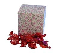 300g Rose Pattern Box of Buchanans Raspberry Caramel Toffee
