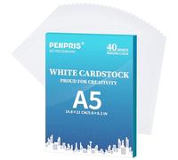 300gsm White Cardstock - 40 Sheets A5 Size Cardboard Cover Card Stock 110lb Heavyweight Paper Thick Paper for DIY Card Making,Invitations,Postcards,Business Cards PAC01WH040