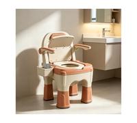 300KG Heavy-Duty Waterproof Commode Chair, Height Adjustable Bedside Toilet with Bucket & Tissue Holder, Anti-Tip for Seniors(Orange)