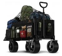 300L Foldable Wagon - Heavy Duty Collapsible Cart - Beach Trolley on Wheels All Terrain - Camping Garden Transporter - Large Capacity Folding Utility Pull Along Outdoor Car Boot