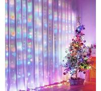 300LED Curtain Lights Battery Operated, 3m*3m 8 Modes Curtain Fairy Lights Indoor with Remote Control/Timer/Adjustable Brightness for Bedroom/Window/Wall/Christmas(Multi-Coloured)