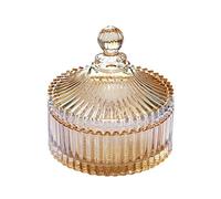 300ml 10oz Amber Glass Candy Dish with Lid Crystal Apothecary Jar Wedding Buffet Dessert Container Home Office Desk Storage Decorative Bowl