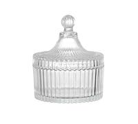 300ml/10oz Glass Candy Dish With Lid - Decorative Crystal Covered Bowl - Apothecary Jar for Wedding Buffet - Tent Shaped Food Container for Home Office Desk Gift (Clear)