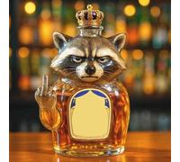 300ML 3D Middle Finger Raccoon Whiskey Wine Bottle,Funny Animal Theme Empty Carafe, Home Bar Decor Gag Gift(B)